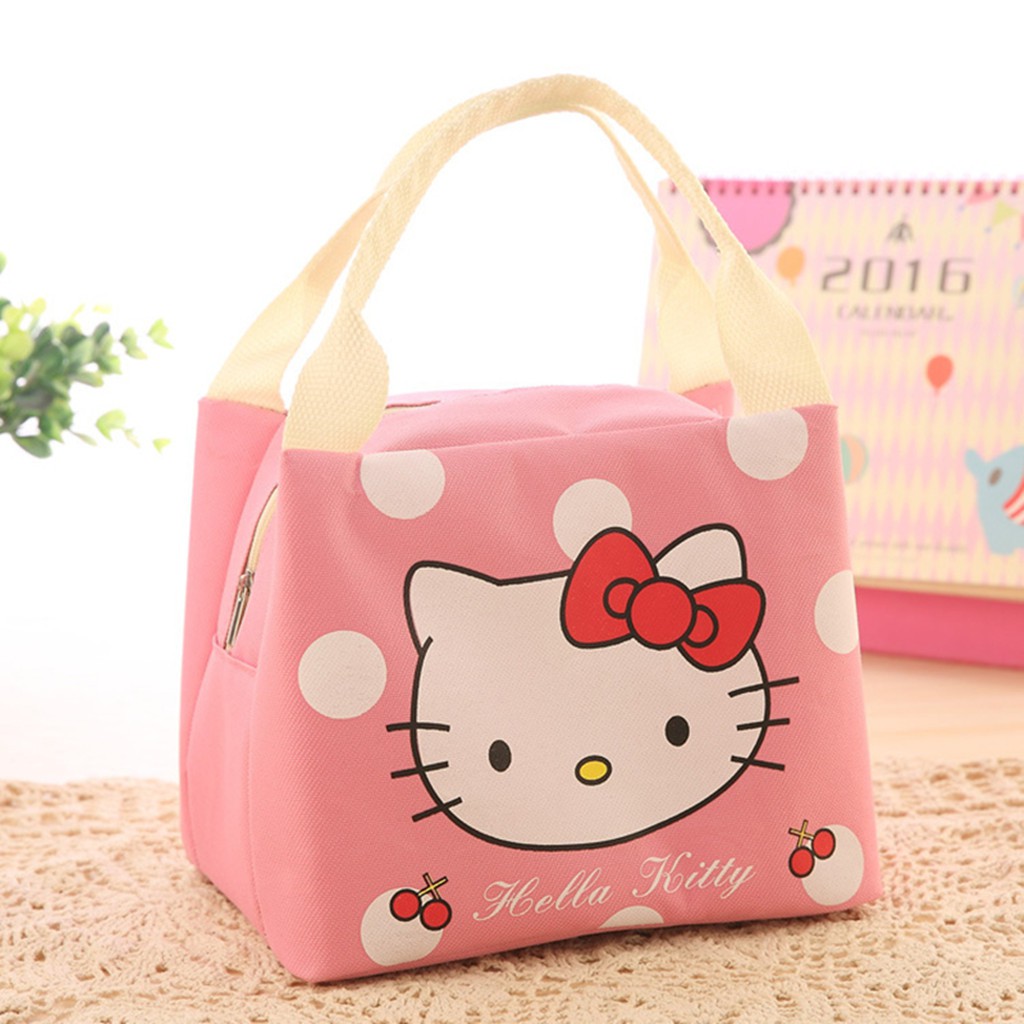 Túi Giữ Nhiệt Đựng Hộp Cơm Trưa Hình Hello Kitty Doraemon Stitch Totoro