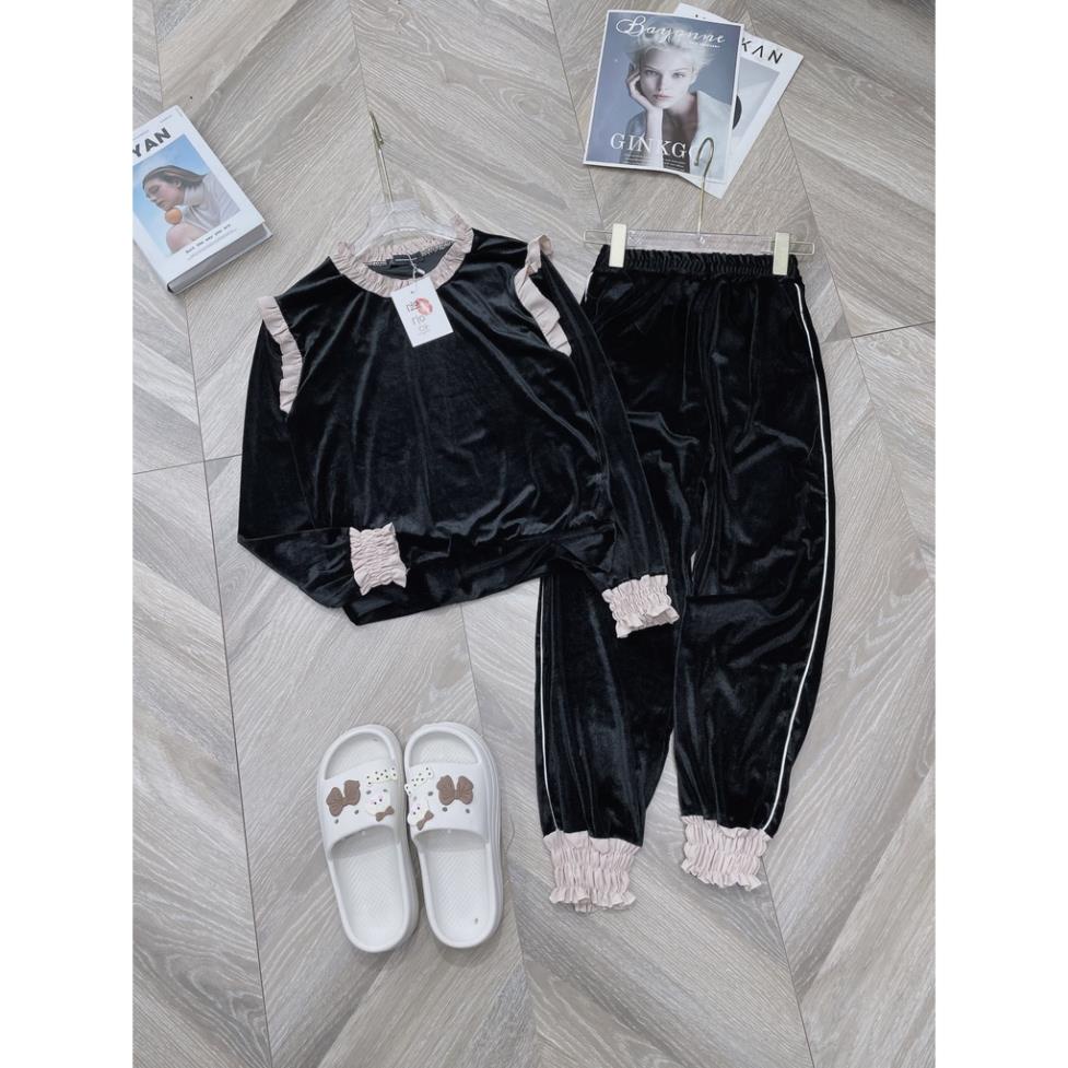 [ 𝐅𝐑𝐄𝐄 𝐒𝐇𝐈𝐏 ] BỘ NHUNG VIỀN BEO PHỐI NHÚN CHUN TAY CẨN THẬN LẮM Ạ