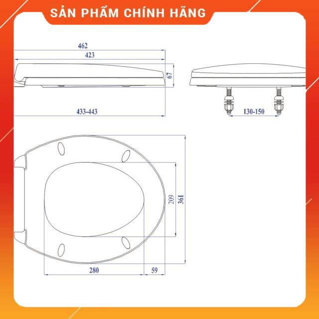 (FREESHIPP) NẮP ÊM BÀN CẦU HA11 DÀNH CHO BÀN CẦU 2 KHỐI, NHỰA ABS CAO CẤP