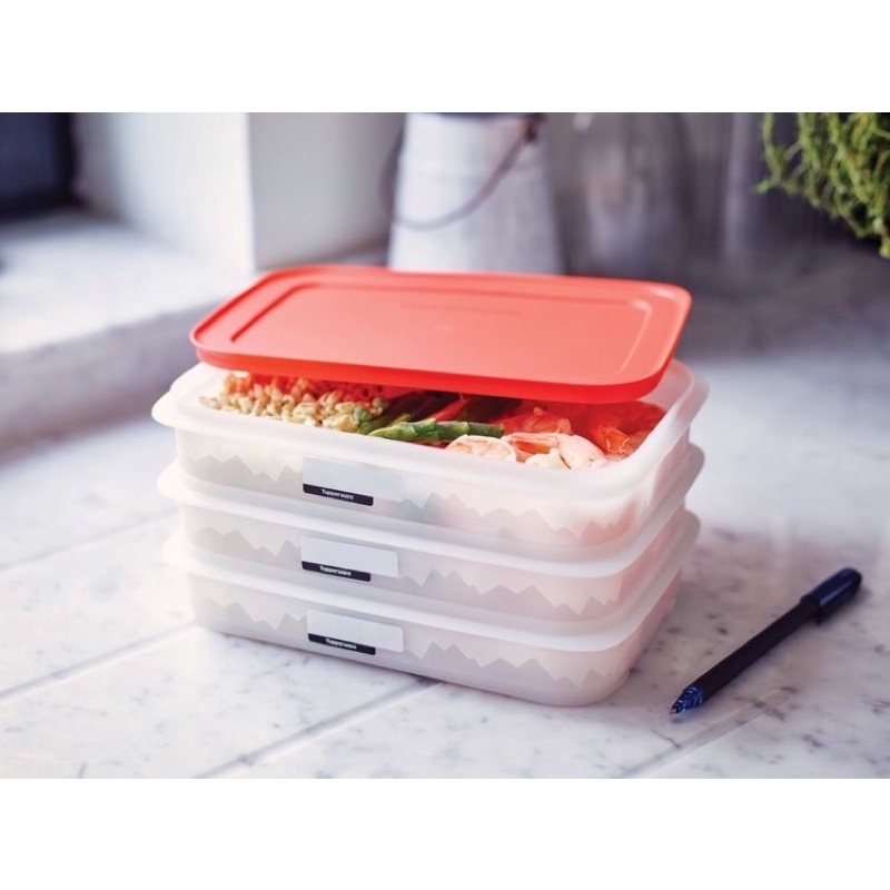 Hộp Nhựa Ngăn Đông Xếp Chồng 3 IN 1 Tupperware - Trữ Thực Phẩm Thịt Cá Tôm Rau Củ - Đựng Đồ Ăn Dặm Cho Bé