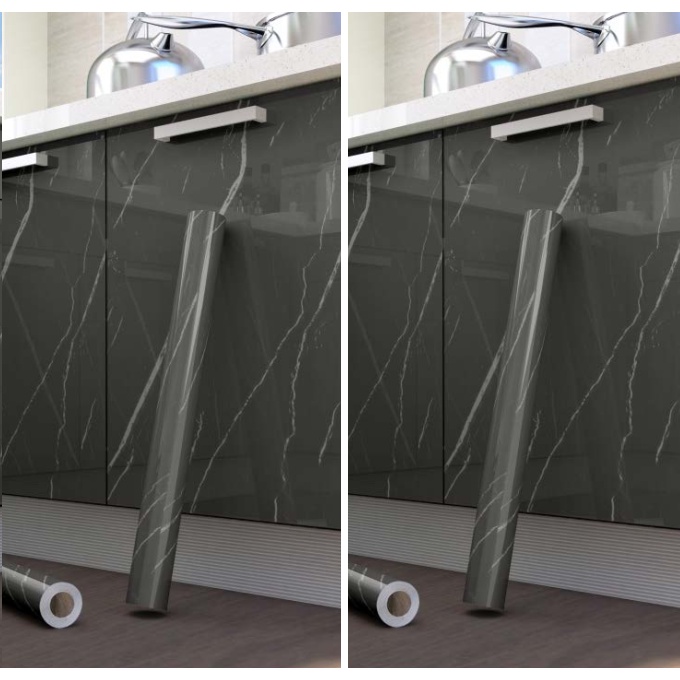 Decal giấy dán bếp tráng nhôm cách nhiệt YT210-1 ĐÁ XÁM ĐẬM SỢI TRẮNG khổ 60cm