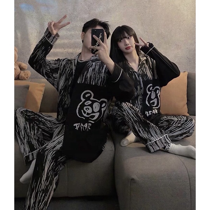 Bộ đồ ngủ nam nữ gấu bear chất cotton xịn loại 1 form rộng siêu thoáng và thoải mái