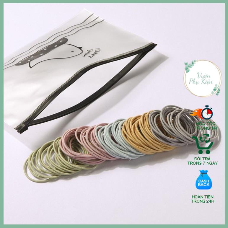 Chun Buộc Tóc Túi Zip Set 100 Chiếc