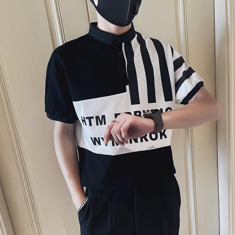 AMOI Áo polo Ngắn Tay Phối Màu Họa Tiết Kẻ Sọc Trẻ Trung Thời Trang Cho Nam