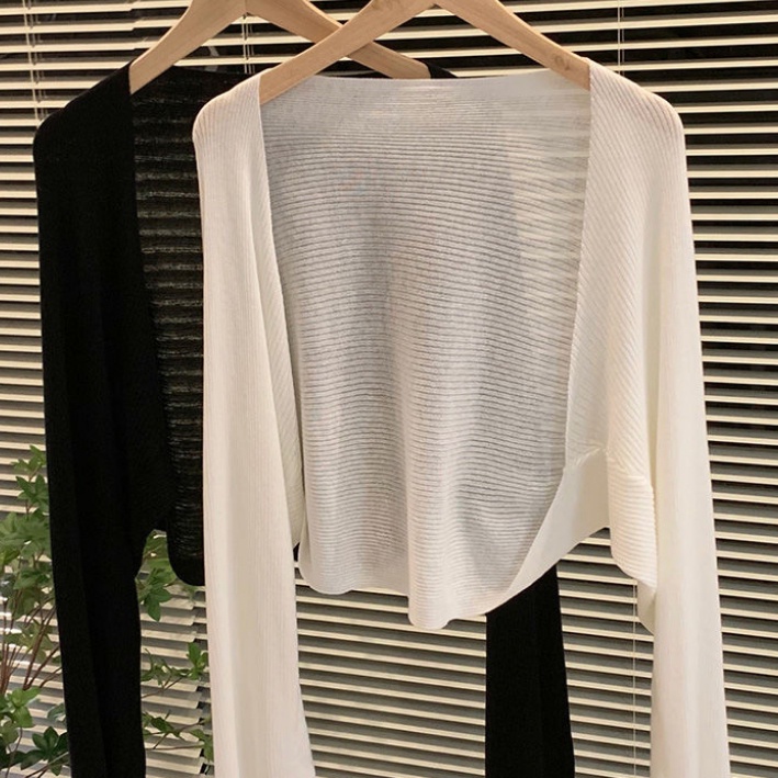 Áo Khoác cardigan Dệt Kim Vải Lụa Mát Mỏng Tay Dài Chống Nắng Thời Trang Mùa Hè