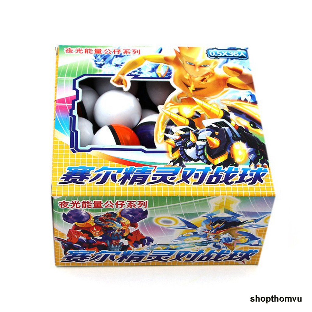 Bộ 36 Bóng Pokemon Go Phát Sáng- Set 36 bóng pokemon Go phát sáng dạ quang
