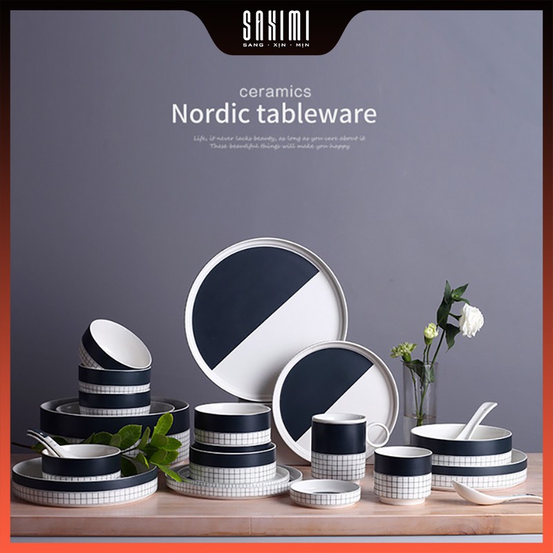 Bát đĩa gốm NORDIC STYLE Bắc Âu nhập khẩu cao cấp (nhiều set)