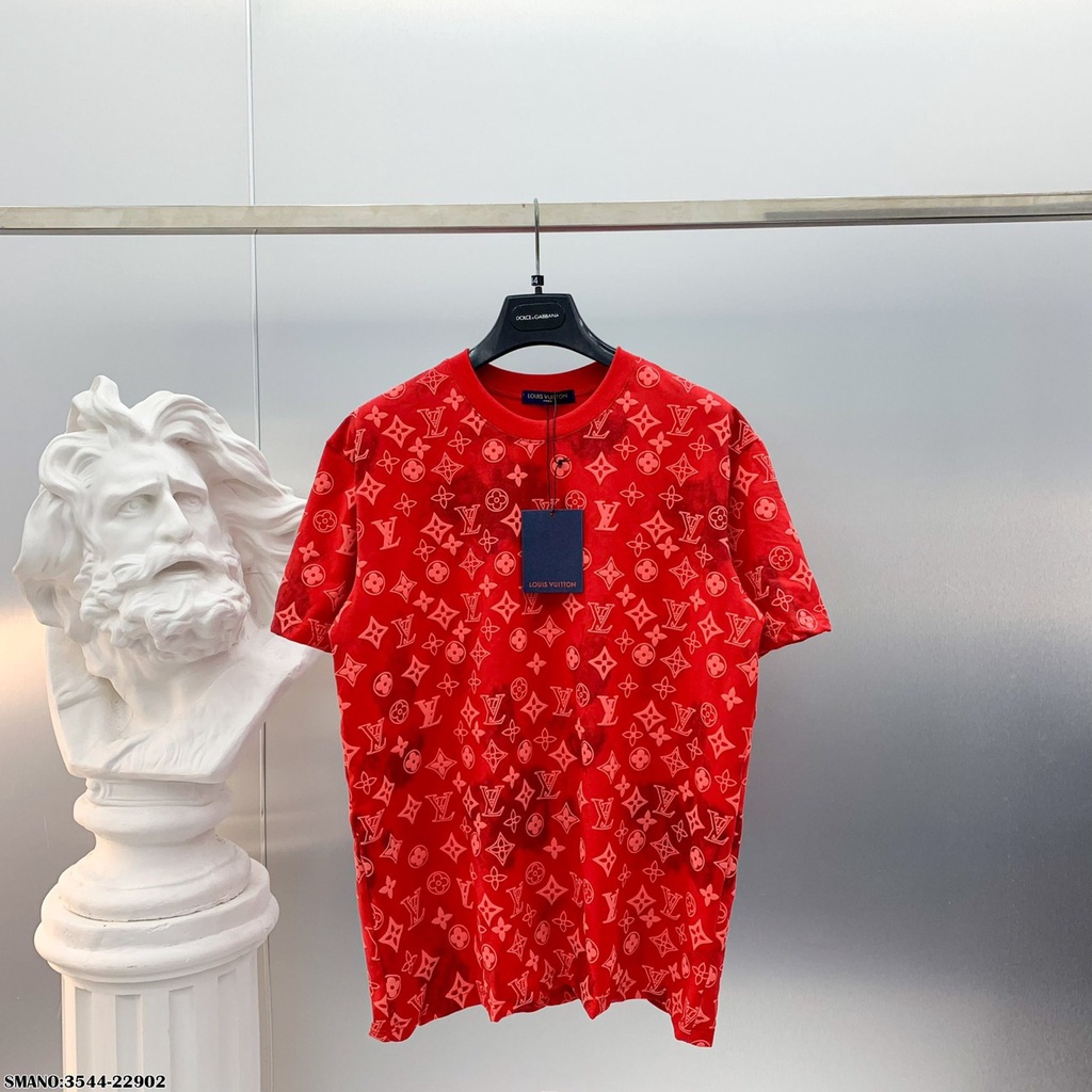 Áo Phông Nam Lv In Nổi - Áo Thun Nam Cổ Tròn Chất Liệu Cotton Cao Cấp DT Fashion Menwear