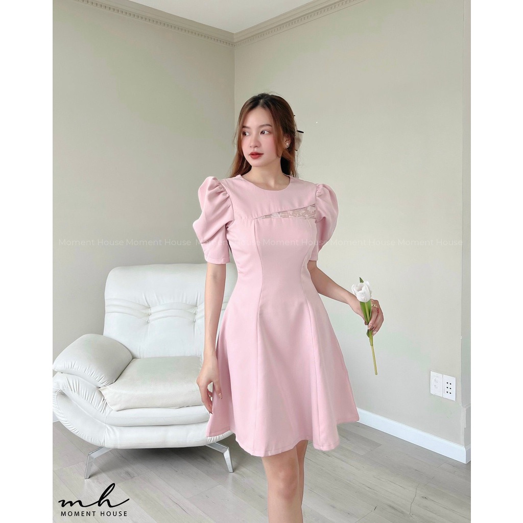 Đầm xoè phối voan, hàng may xịn xò 2 lớp, có size SML