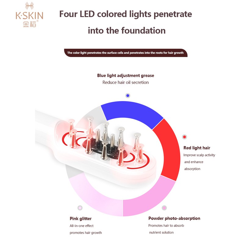 Lược Chải Tóc K-SKIN Kích Thích Mọc Tóc Chống Rụng Kích Thích RP RF EMS