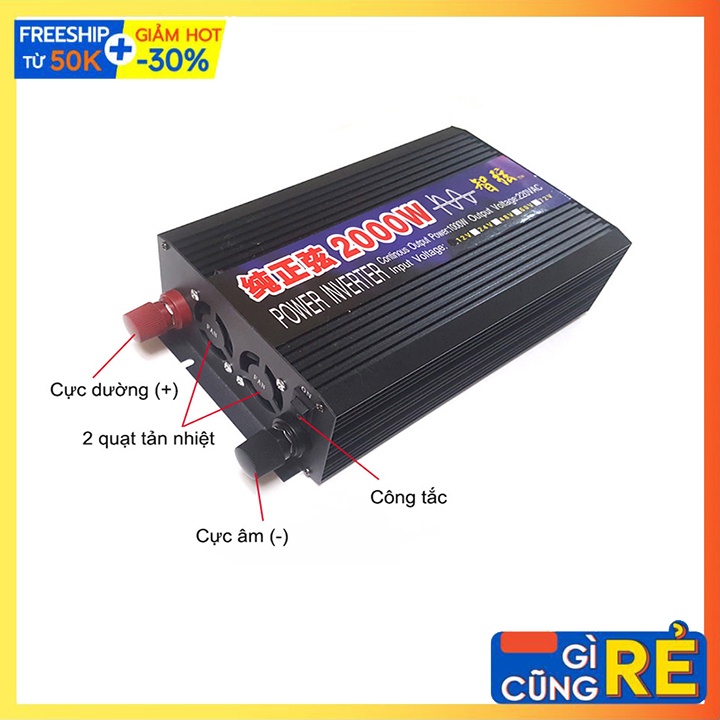 Bộ Kích Điện 24V Lên 220V 2000W Sin Chuẩn Chạy Thiết Bị Như Điện Lưới