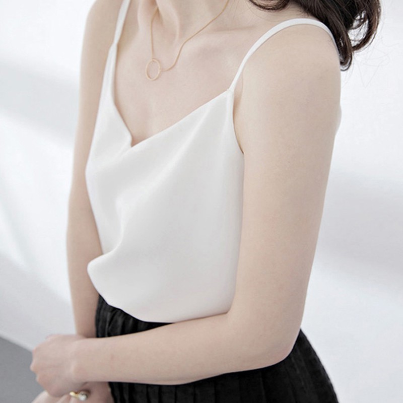 Áo kiểu IELGY hai dây chiffon cổ chữ V thời trang đơn giản dành cho nữ