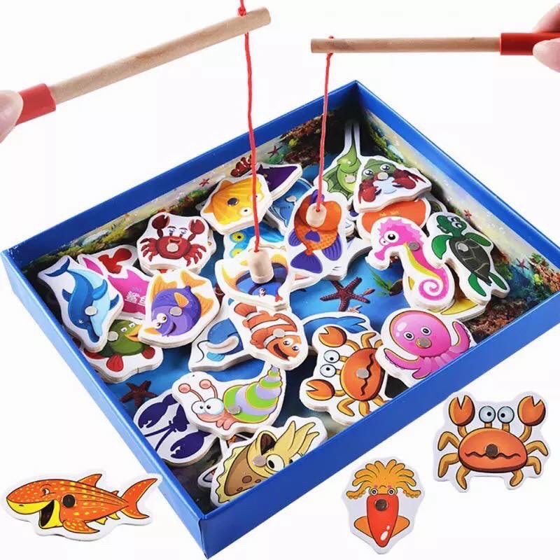 Đồ Chơi Gỗ Câu Cá Thông Minh 2 Cần Câu 32 Chi Tiết Hộp Giấy Cao Cấp Đồ Chơi Cho Bé - BỐ KHỦNG LONG