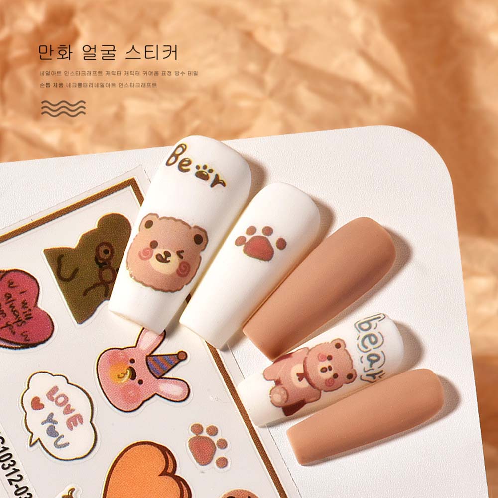 Miếng Dán Trang Trí Móng Tay Hình Gấu 3D Nhiều Màu Dễ Thương DIY