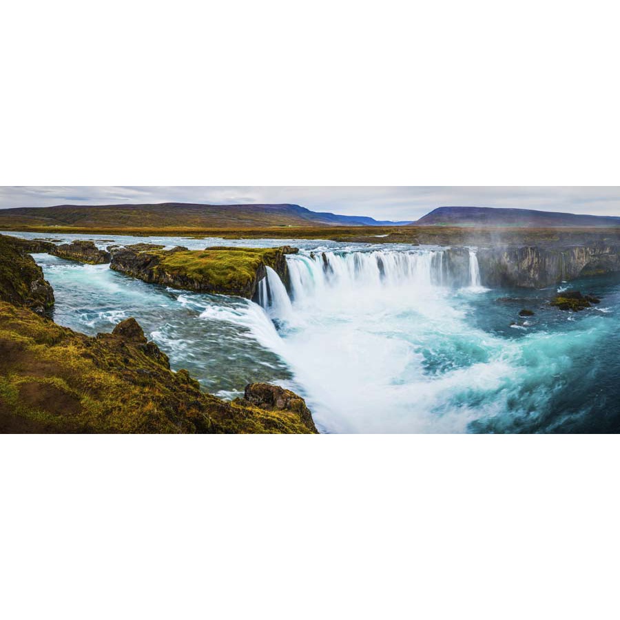 Tranh dán tường 3d thác nước thiên nhiên kỳ vĩ với núi non trập trùng