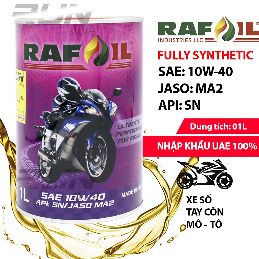 Nhớt Tổng Hợp RAFOIL 10W40 1000ml - Made In Dubai – Nhớt Dùng Cho Xe Số, Côn Tay