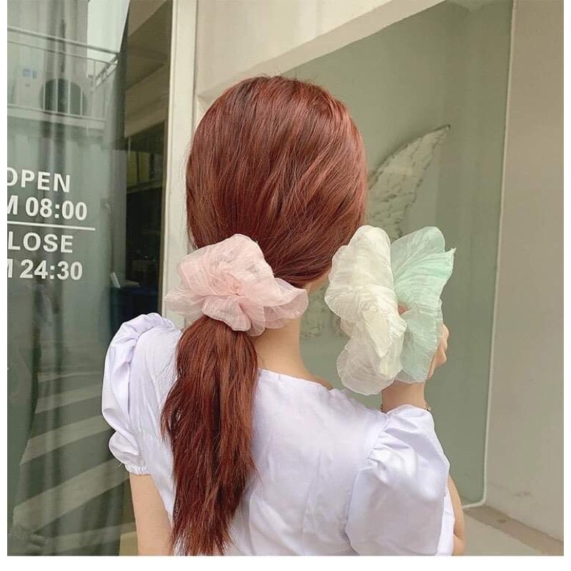 Chun cột tóc scrunchies voan mỏng nhẹ