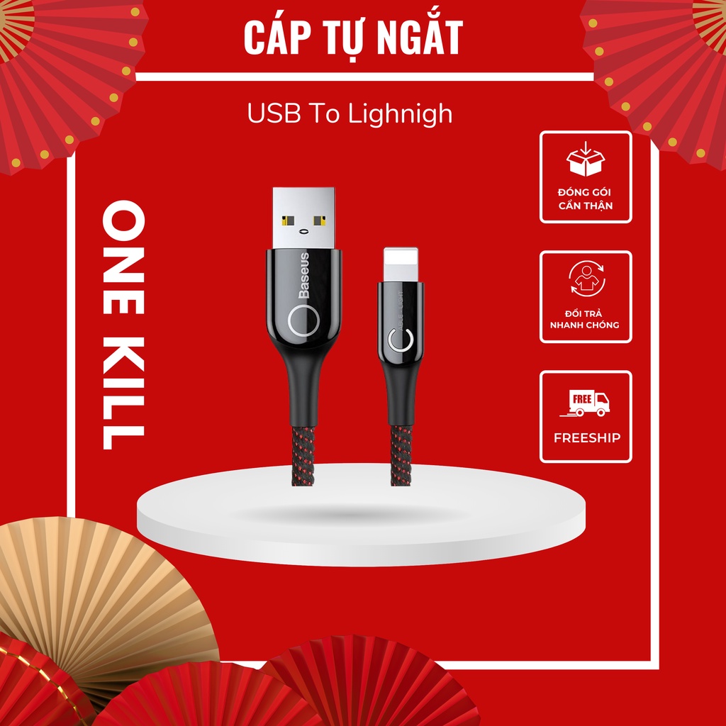 🗲 🗲 Cáp sạc Baseus USB to tự ngắt thông minh sạc nhanh 2.4A dành cho IP
