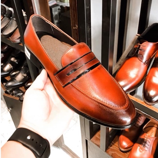 Giày lười nam ERMAND da bò thật bảo hành 1 năm kiểu dáng Penny Loafer - Mã T189