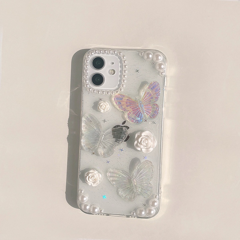 Ốp Điện Thoại Silicon Họa Tiết Bướm Ba Chiều Phong Cách Pháp Cổ Điển Dành Cho Iphone 12 Pro Max XS 8 / 13 11