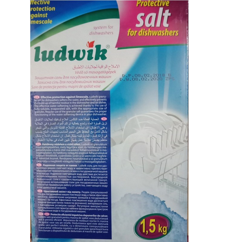 Muối làm mềm nước LUDWIK 1,5kg( muối làm mềm nước tác dụng giống Somat , Finish