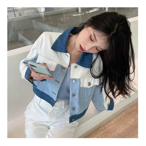 Jiashucheng Áo Khoác Denim Ngắn Dáng Rộng Phong Cách Hàn Quốc Thời Trang Mùa Thu Hàng Mới Dành Cho Bạn Nữ