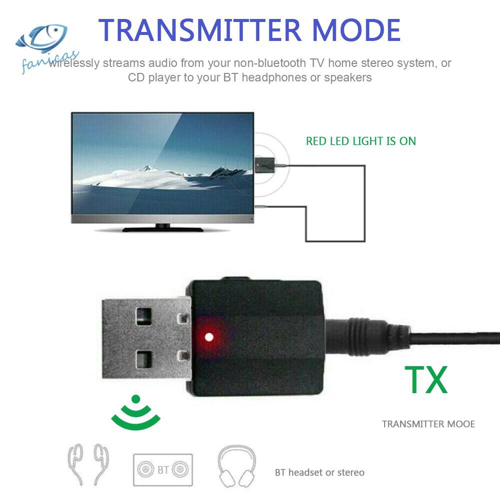 Bộ Thu Phát Bluetooth 5.0 Không Dây 2 Trong 1 3.5mm Rca Cho Tv Pc