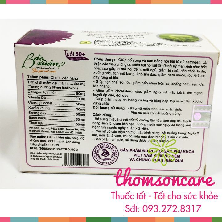 BẢO XUÂN 50+ - Màu Tím - Giúp cân bằng nội tiết, gìn giữ nét xuân - Hộp 30 viên | BigBuy360 - bigbuy360.vn