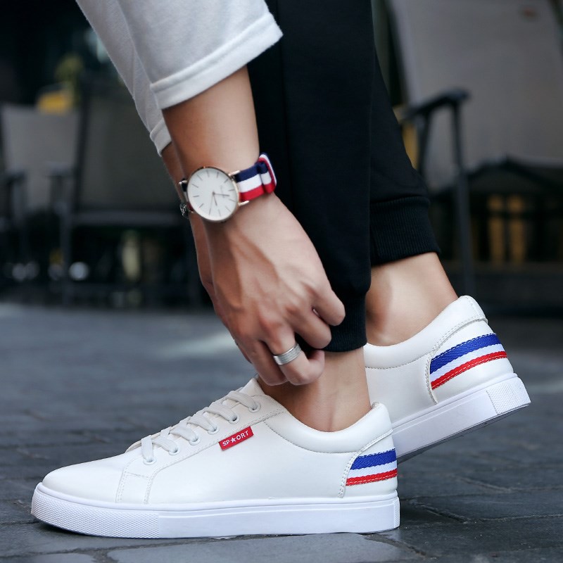 Giày sneaker - GIẦY SNEAKER DA ( Trắng ) Thể Thao Nam phong cách Korea 2018