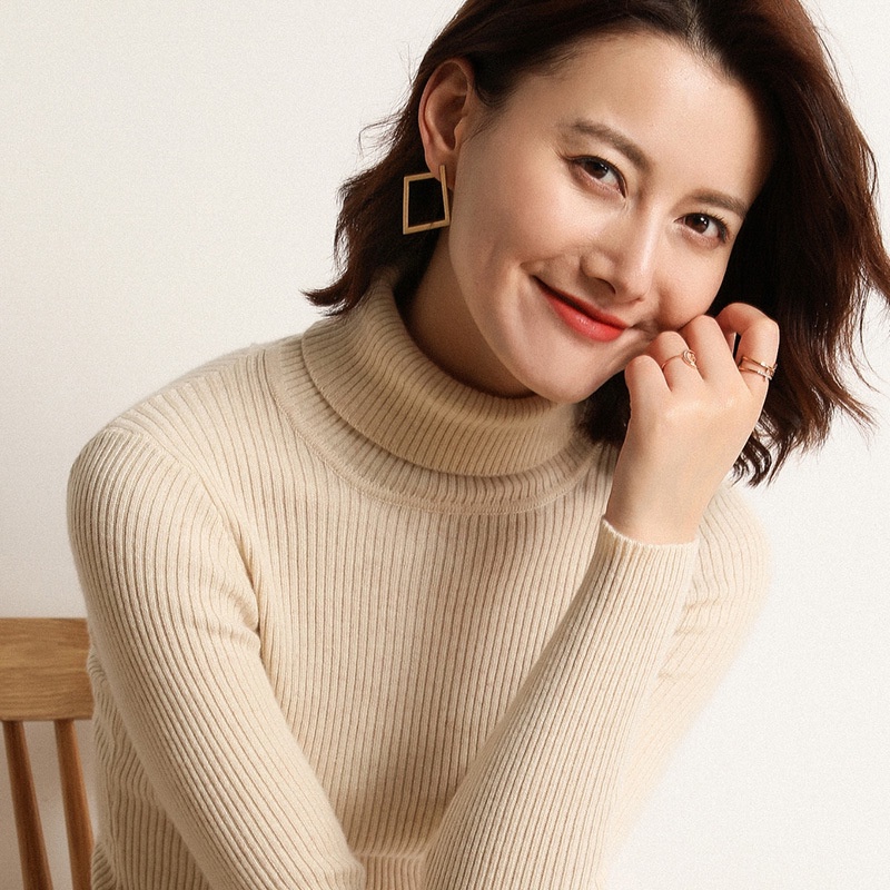 Áo Sweater Cổ Lọ Tay Dài Siêu Nhẹ Chất Liệu Co Giãn Thoải Mái