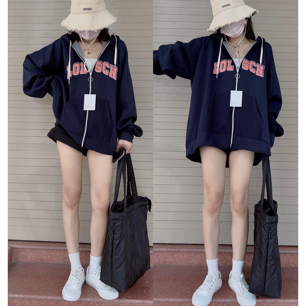 Áo Khoác Nỉ Ngoại Hoodie Zip Lolsch Unisex - Khoác form rộng tay bồng kiểu dáng học sinh hàn quốc đẹp