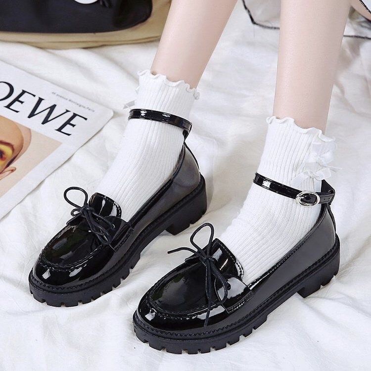 Giày Búp Bê LOLITA Oxford Nữ Da Bóng, Da Lì Phong Cách Ulzzang Hàn Quốc, Đi Chơi Đi Làm, Có Dây Quai Tháo Rời