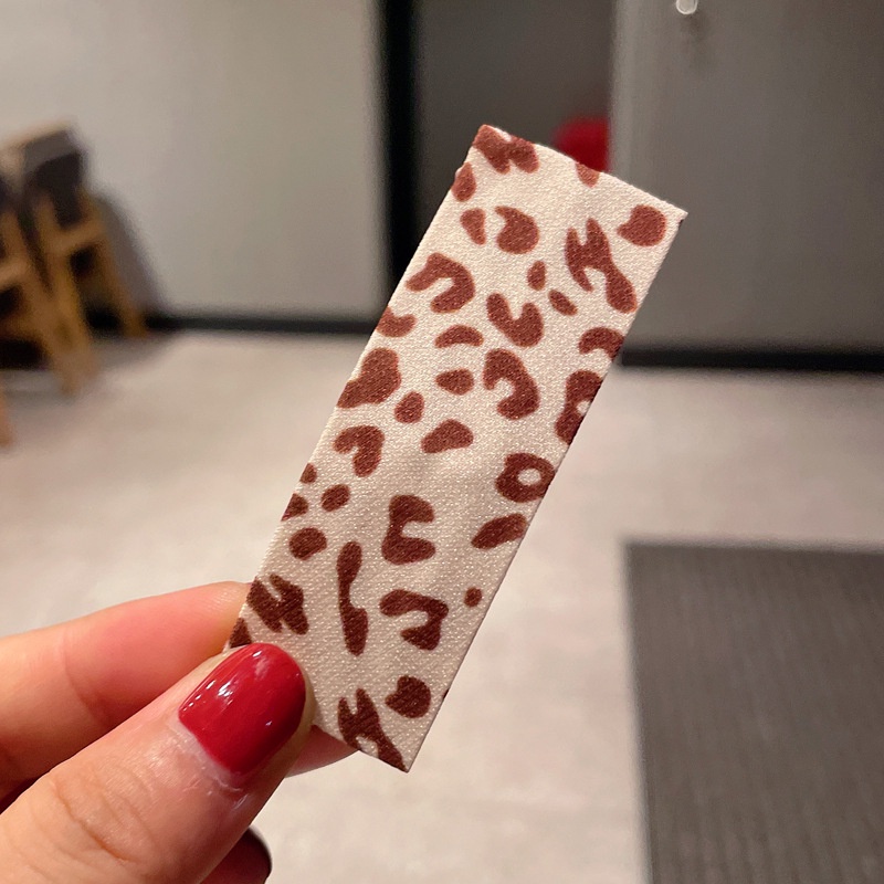 Kẹp tóc vải hình vuông họa tiết da báo phong cách retro thời trang thu đông mới