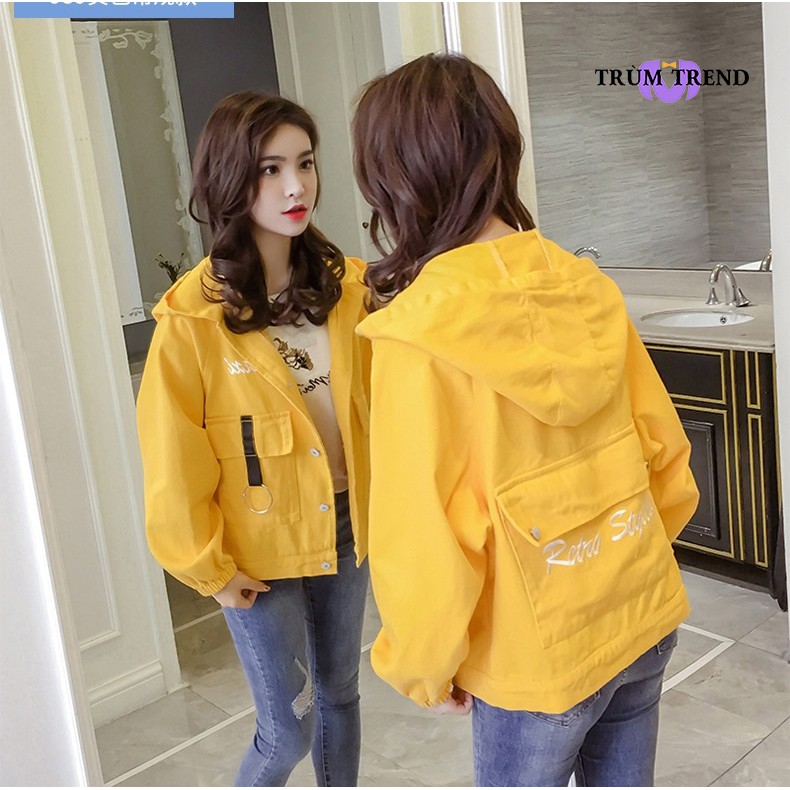 Áo khoác kaki nữ phối nón nỉ có mũ from rộng thời trang thu đông [FREE SHIP] | BigBuy360 - bigbuy360.vn