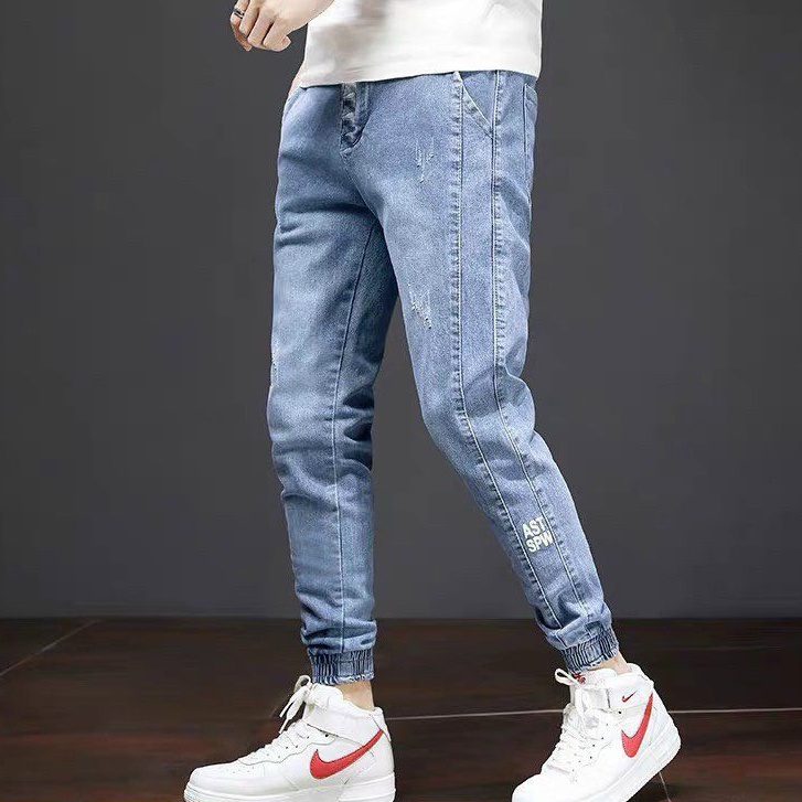 Quần jean jogger nam xanh trơn chất bò cao cấp co dãn đẹp from dáng skinny mẫu mới thời trang cao cấp beautiulgilr r01