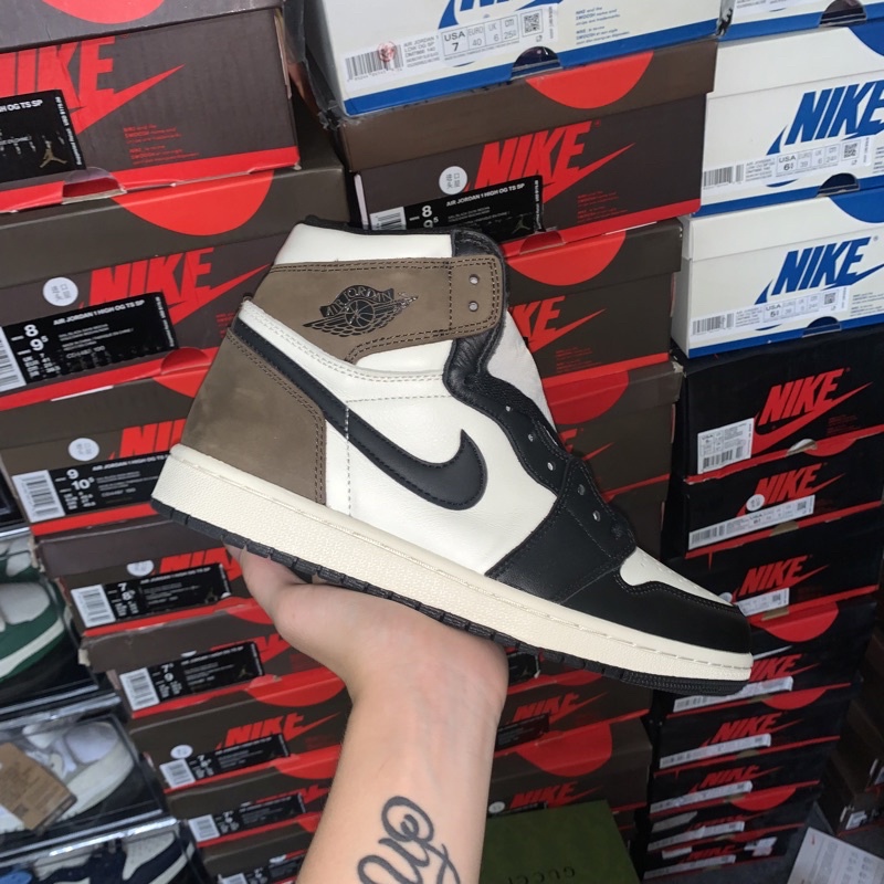 Giày sneaker high Dark Mocha (Trắng/Nâu) | Phiên bản high quality.