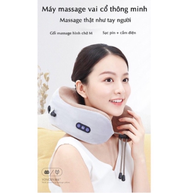 Gối Massage Vòng Cổ Chữ U 360 Đa Năng - Hỗ Trợ Mát Xa Vùng Cổ Vai Gáy - Gối Massage Cổ Nhật Bản