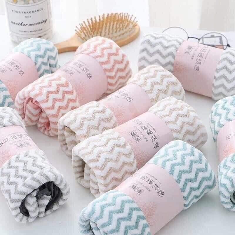 Khăn mặt cotton lông cừu Hàn Quốc mềm mịn siêu thấm nước kẻ sọc