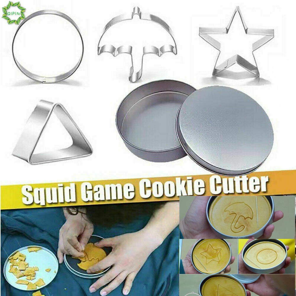Khuôn cắt làm bánh kẹo đường món tráng miệng hình cây dù ngôi sao phong cách Squid Game DIY