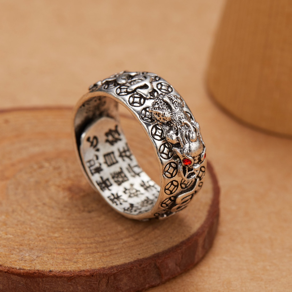 Nhẫn Rinhoo mạ bạc họa tiết dạng khắc thời trang cá tính