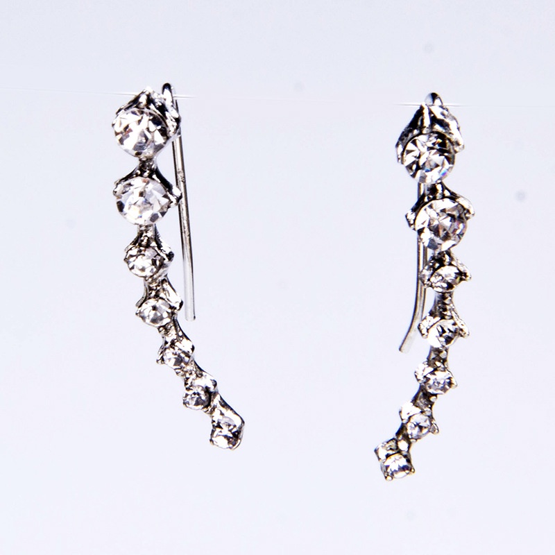 1 Đôi Khuyên Tai Kim Loại Hình Ngôi Sao Đính Đá Phong Cách Hàn Quốc Mới