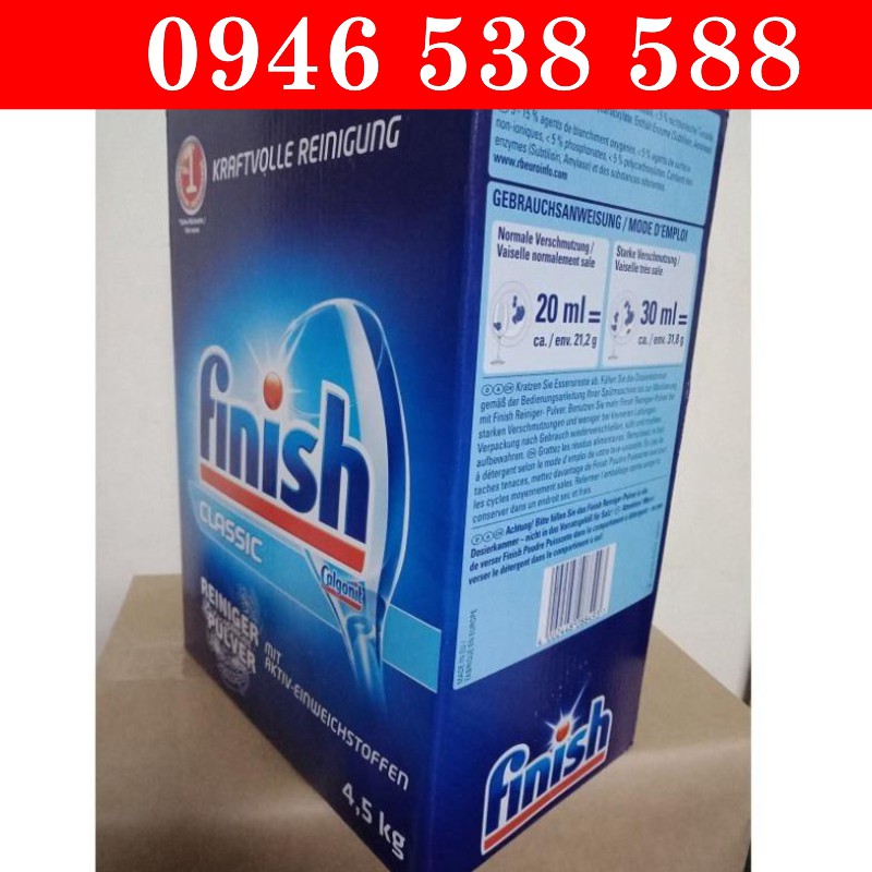 Finish Classic Dishwasher Powder Detergent 4.5kg - Bột tẩy rửa làm sạch chén bát Finish 4.5kg