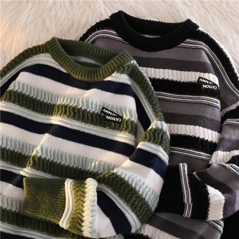 Áo Sweater Thiết Kế Mới Dày Dặn Họa Tiết Kẻ Sọc Thời Trang Mùa Đông Dành Cho Nữ
