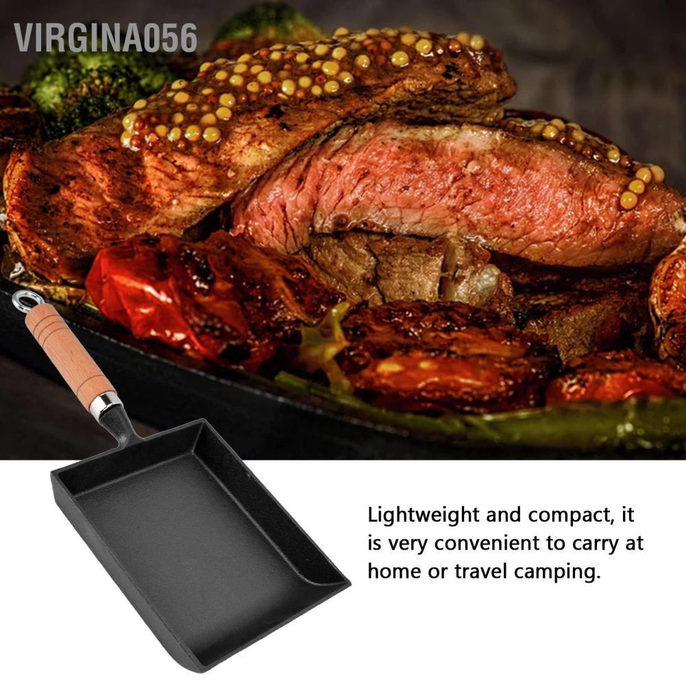 Có thể bán buôn 15.5CM Thickened Frying Pan Wood Handle Cast Iron Flat Bottomed Pancake for Kitchen Virgina056 Hàng giao ngay