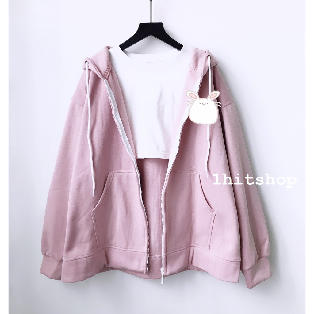 Áo KHOÁC Hoodie HỒNG LU.XURY Ulzzang Unisex 1hitshop (BO VẢI)