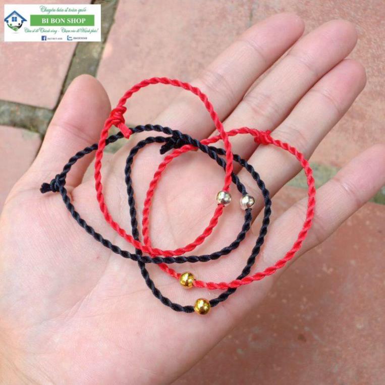 Vòng tay chỉ đỏ  mix bi hợp kim mạ vàng , mạ bạc vòng đeo thay thời trang may mắn