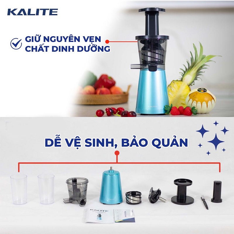 Máy Ép Hoa Quả Chậm Kalite KL 530 Dung Tích 250ml Công Suất 200W Ép Hoa Quả Kiệt Bã