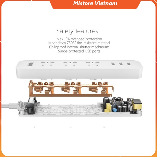 Ổ cắm thông minh Xiaomi Power Strip có 3 cổng USB