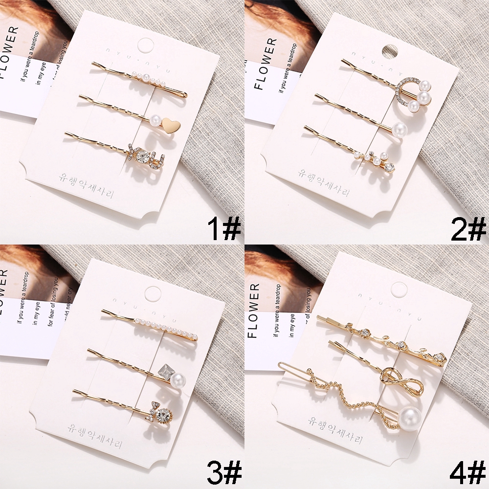 Bộ 3 Kẹp Tóc Đính Ngọc Trai Xinh Xắn Dễ Thương Dành Cho Nữ