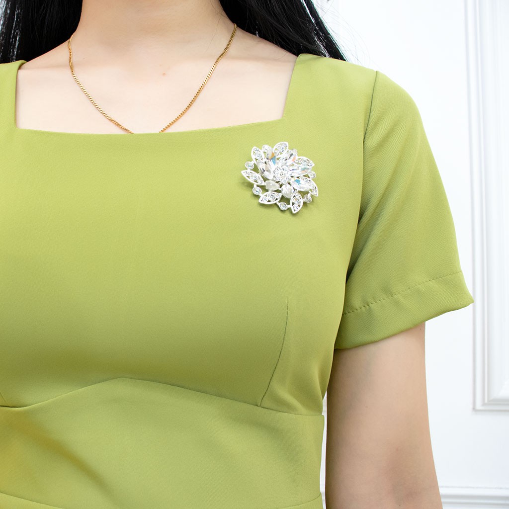 Đầm nữ váy ôm body cổ vuông tay ngắn nhún eo cao cấp sang chảnh dự tiệc công sở - DA037 | BigBuy360 - bigbuy360.vn